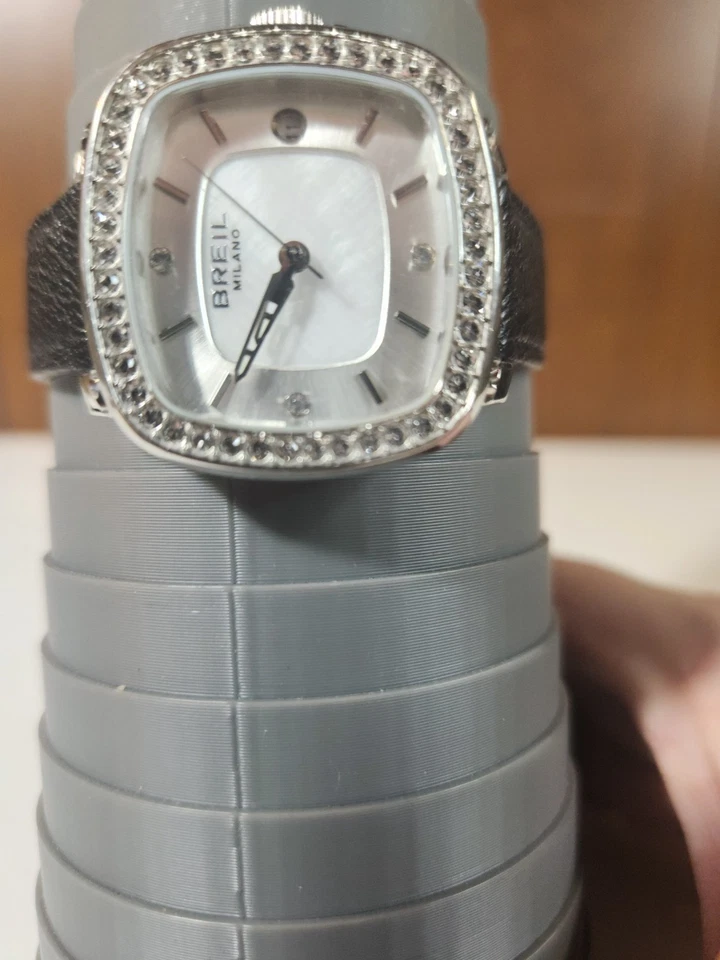 Breil Milano TW1319 Relógio de Quartzo Feminino Moldura de Cristal Pulseira de Couro Preto NOVO B - Imagem 4 de 4