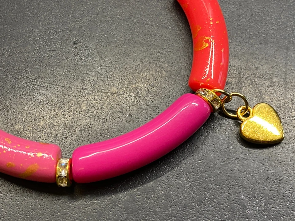 Armband Armreif Gr. M-L Schlauchperlen elast. Strass Rohrperlen #984-12 - Bild 2 von 2