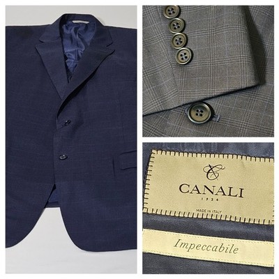 Canali Blazer Men s 50 100% Wool Made In Italy Sport Coat Blue Impeccable