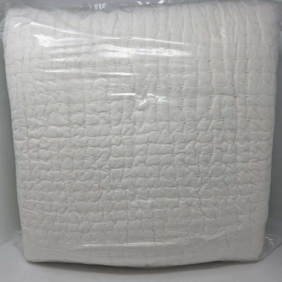 Pottery Barn Pickstitch KING Cotton Quilt Classic White NEW - Image 2 of 2
