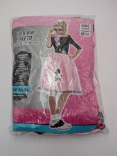 Pink 50's Poodle Skirt Halloween Costume Cosplay Sock Hop Midi Women M