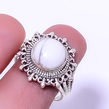 Howlite - Usa Gemstone 925 Sterling Silver Handmade Ring s.8.5 T3