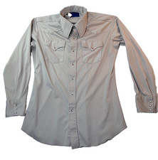 Vintage 80s Wrangler Pearl Snap Western Shirt Mens M Tan Permanent Press Polyest