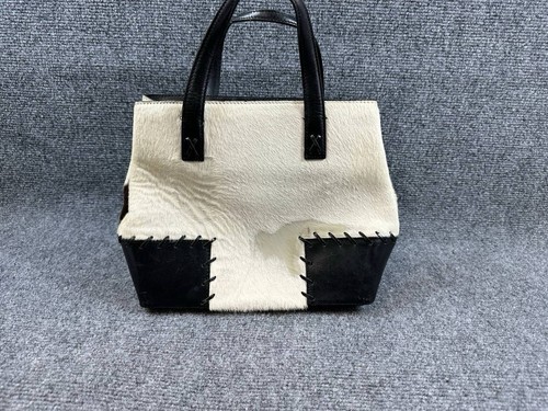 Cole Haan Ponyhaar Rindsleder Tasche Umhängetasche Tasche Braun Weiß Vintage - Bild 6 von 14