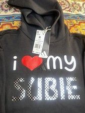 adidas ALL SZN Pullover Hoodie Black Women  s M Loose Fit 'I Love My Subie'