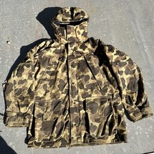 Vintage Columbia Gore-Tex Camo Duck Hunting Jacket USA Made Sz L Radial Sleeve