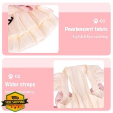 Yaopelky Beige XL Dog Cat Princess Dress Tutu Skirt Wedding Costume