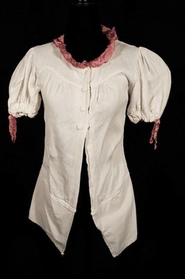 Antique French Edwardian White Cotton Top 34'' Bust Small VG Condition