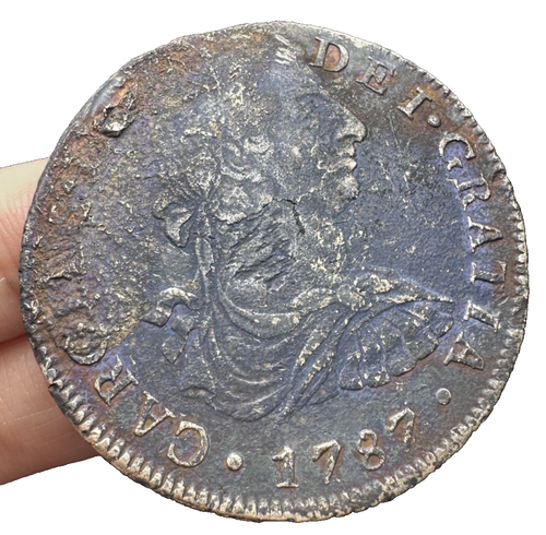 8 Reales 1787 Büste Dollar Hispan LIMAE, PERU Carolus III, M.I, schwarze Patina - Bild 11 von 16