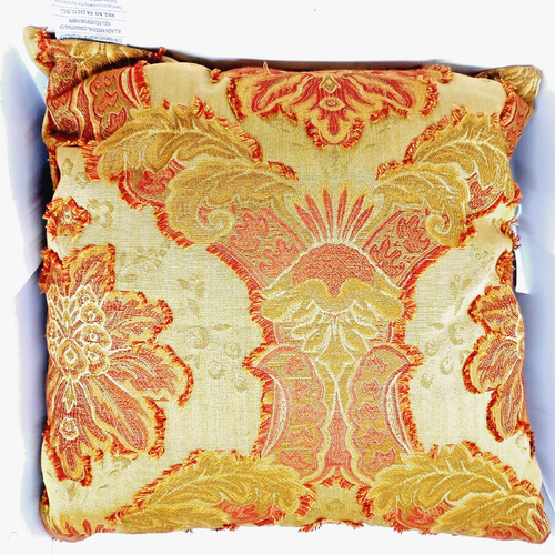 Cuscino Damascato Rosso Oro Elegante Lusso Decorativo Interni Di Design 16" x 16" - Foto 4 di 9