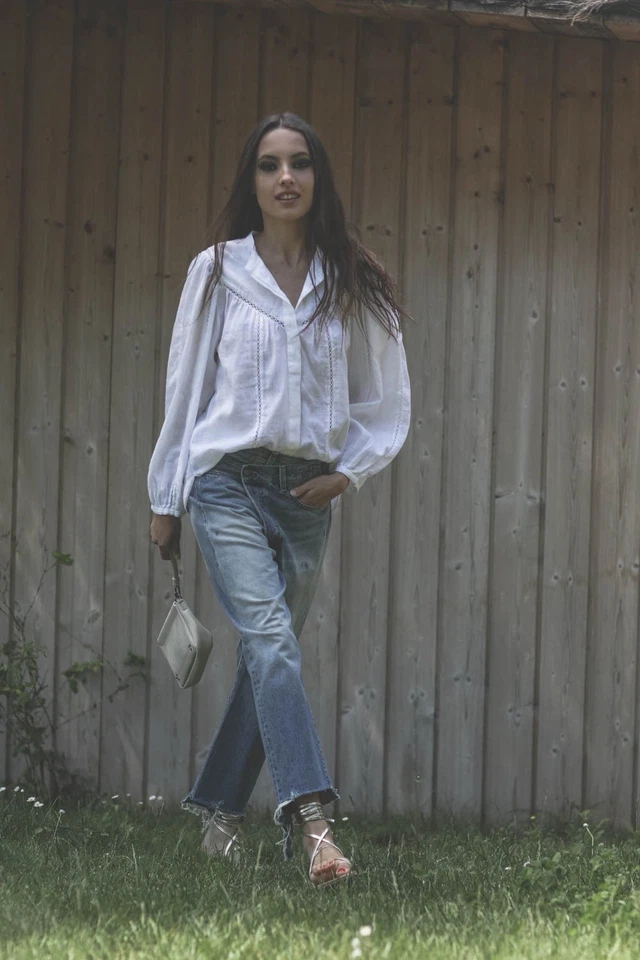 Blusa Isabel Marant Etoile Leonard silenciosa luxo branca crochê 38 M - Imagem 3 de 4