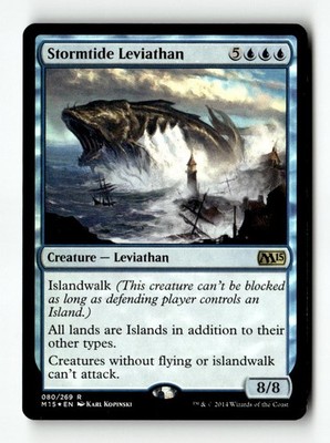 MTG Foil Stormtide Leviathan - M15 Moderately Played English