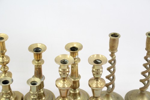 Vintage Brass Candlestick Holders Pairs Of Various Styles & Size 3810g - Picture 5 of 6