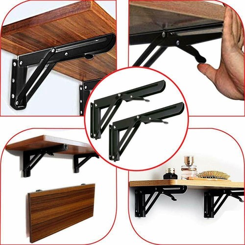 2 Pièces Noir + Finir Neuf Camping-Car Folding-Bracket Table Étagère Caravane - Photo 18 sur 24