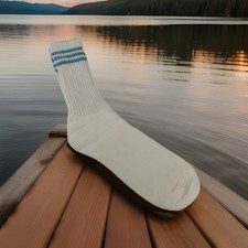 VTG socks Men s White/ Blue Crew 10-12 USA made OTC Acrylic Blend Soft
