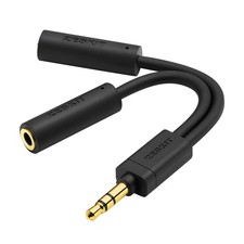 Zeskit 3.5mm Jack Stereo Audio Splitter Y Cable for Connecting 2 5cm, Black