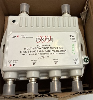PCT 4 Port Multimedia Drop Amplifier RF/CATV Amplifier PCT-MA2-4P