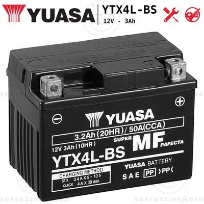 YUASA AKKU YTX4L-BS VERSIEGELT 12V 3Ah E-TON RXL VIPER/M 2T 50 2002-2005