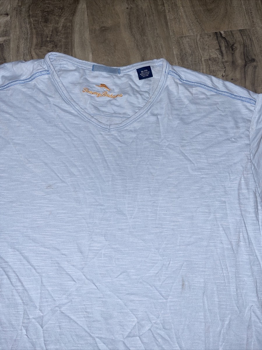 新品タグ付き！BAHAMA LAロゴ VネックTシャツ L ブルー Tommy Bahama Blue Short Sleeve V-Neck Embroidered Logo Men's