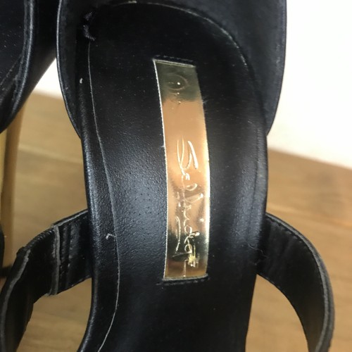 Miss Selfridge Ladies Shoes Sandals Black Gold Strap Gold High Heel Zip Back Uk3 - Picture 9 of 12