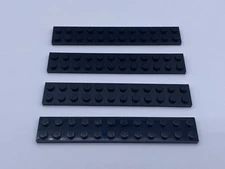 LEGO Parts Lot (4) ~ Black Plate 2 x 12 ~ No 2445