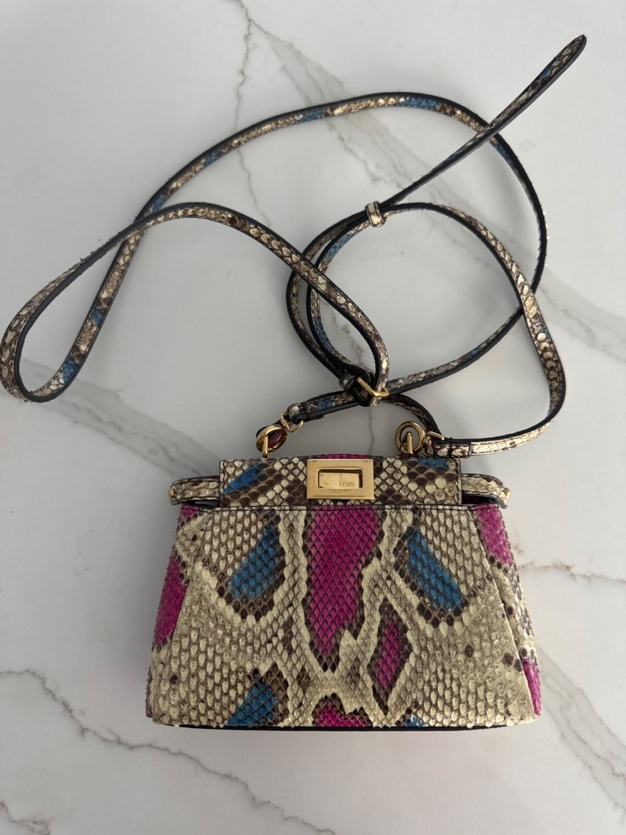 Fendi Multicolor Python Mini Peekaboo Bag. In very good used