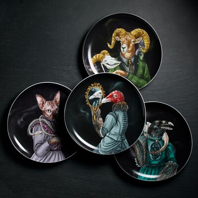 West Elm Rachel Kozlowski Dapper Animals Porcelain Plate Halloween