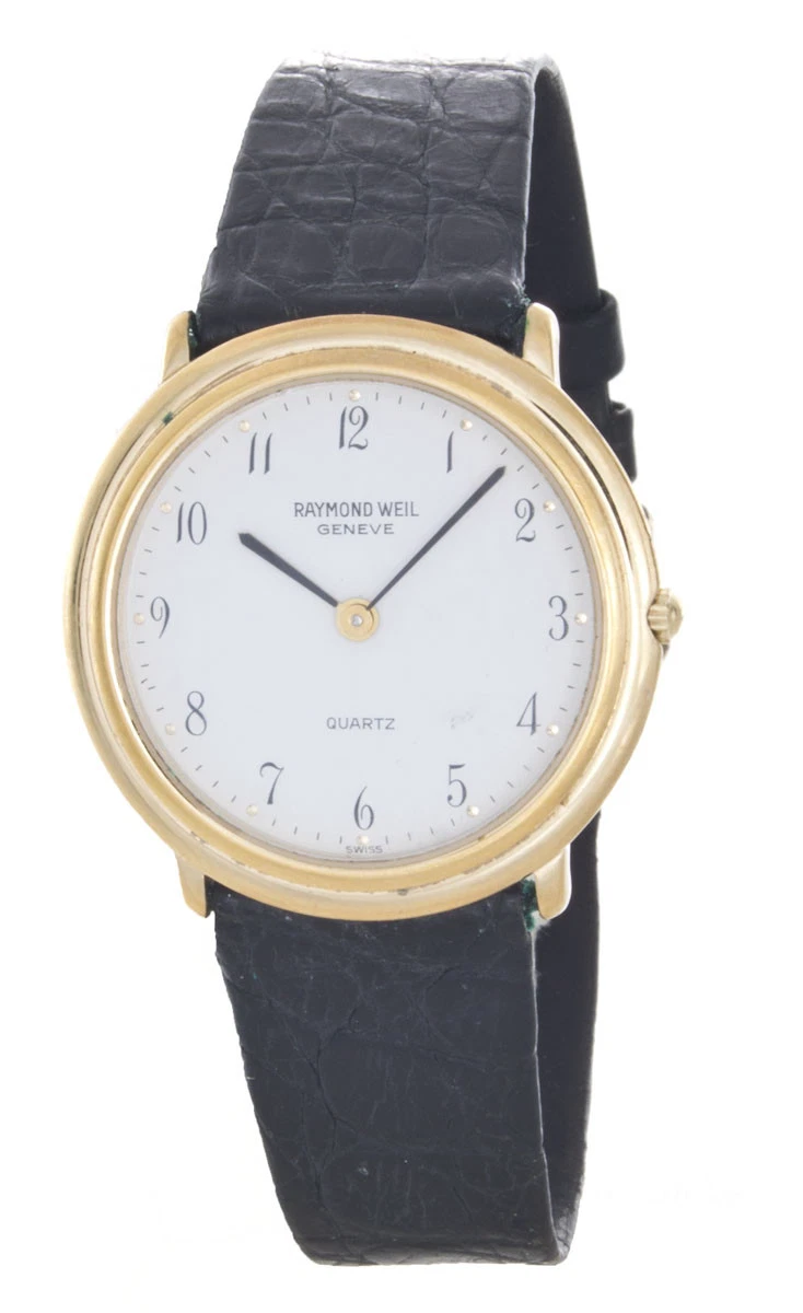 Raymond Weil Geneve Women s White Dial Black Leather Band Watch