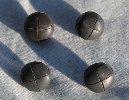 Vintage Leather Woven Buttons 12 Molded Dome Gray Metal Shank 9/16" = 15mm NEW - Picture 10 of 12