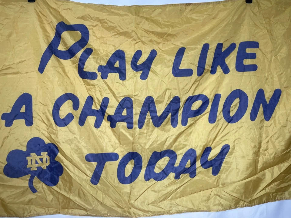 Notre Dame Fighting Irish NCAA Play Like A Champion Slogan 3x5' Gold Team Flag - Image 2 of 4