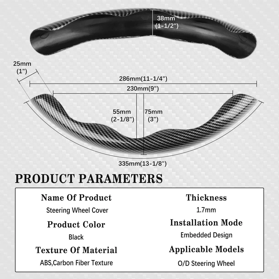 For Holden Commodore VE VF Carbon Fiber Steering Wheel Booster Cover Non-Slip AU - image 3 of 4
