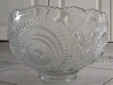 12in EAPG US Glass Co Slewed Horseshoe Radiant Daisy Punch Bowl No Chips Pb11up 