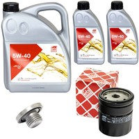 MotoröL Set Febi SAE 5W-40 7 Liter + ÖLfilter + Schraube FüR Opel Frontera B 2.2