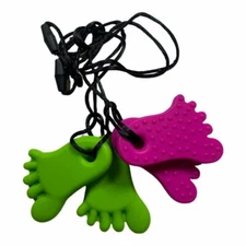 Lil Jumbl BPA Free Baby Teether Foot Pendant PT008 Green Purple LOT OF 2
