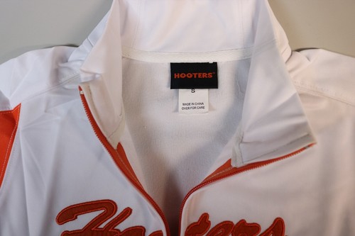 New AUTHENTIC HOOTERS Orange Jumpsuit Track Warm Up Suit Small /S Orange & White - Picture 6 of 11