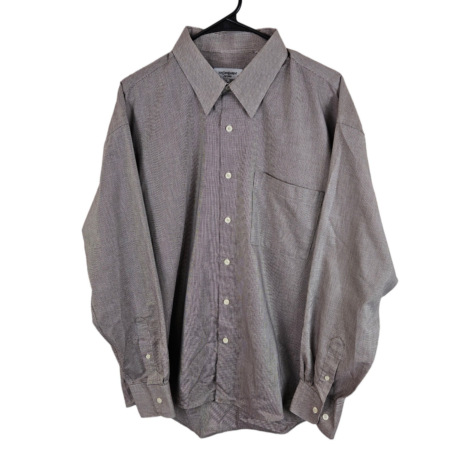 Camicia da uomo Yves Saint Laurent YSL manica lunga abbottonata misto cotone taglia XL