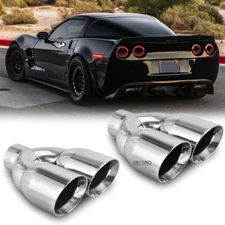 For Chevy Corvette C6 05-13 Dual 2.5" Inlet 3.5" Outlet 9.5" Quad Exhaust Tips