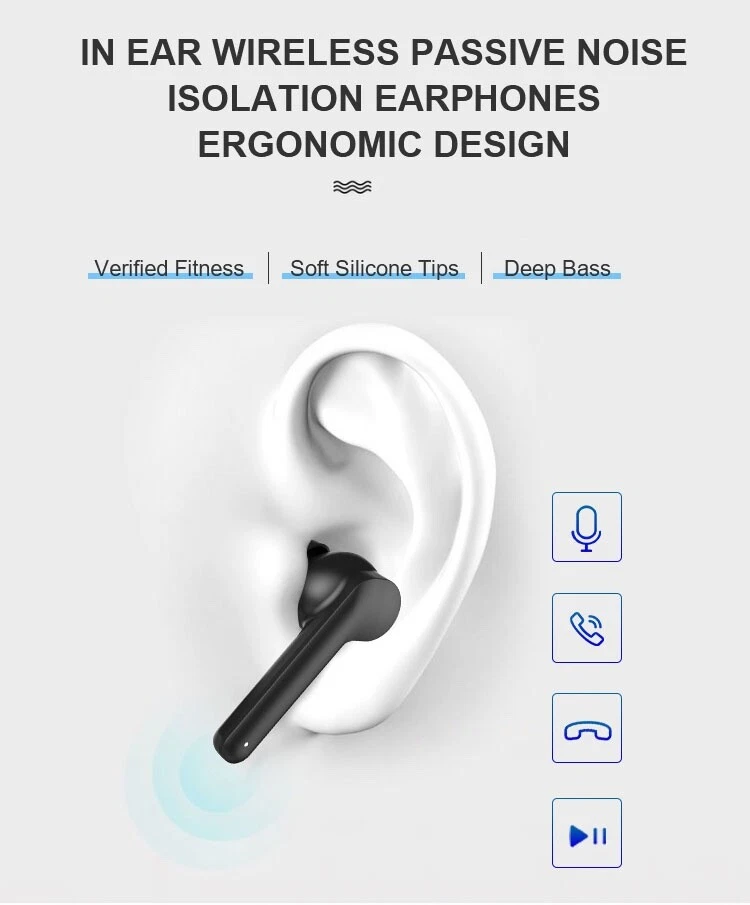 True 无线 立体声耳机 蓝牙 5.0 15 小时 电池续航时间 清晰通话 — 第 2/4 张图片