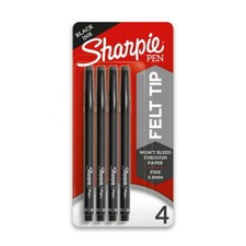 Sharpie Pens, Felt Tip Pens, Fine Point 0.4mm , Black, 4 Count