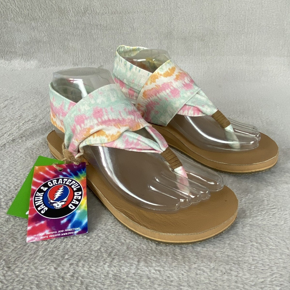 Sanuk Yoga Sling x Grateful Dead Women's Thong Sandal Size Tie