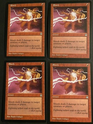 4x Shock /  Stronghold -Magic The Gathering, Sehr Guter Zustand