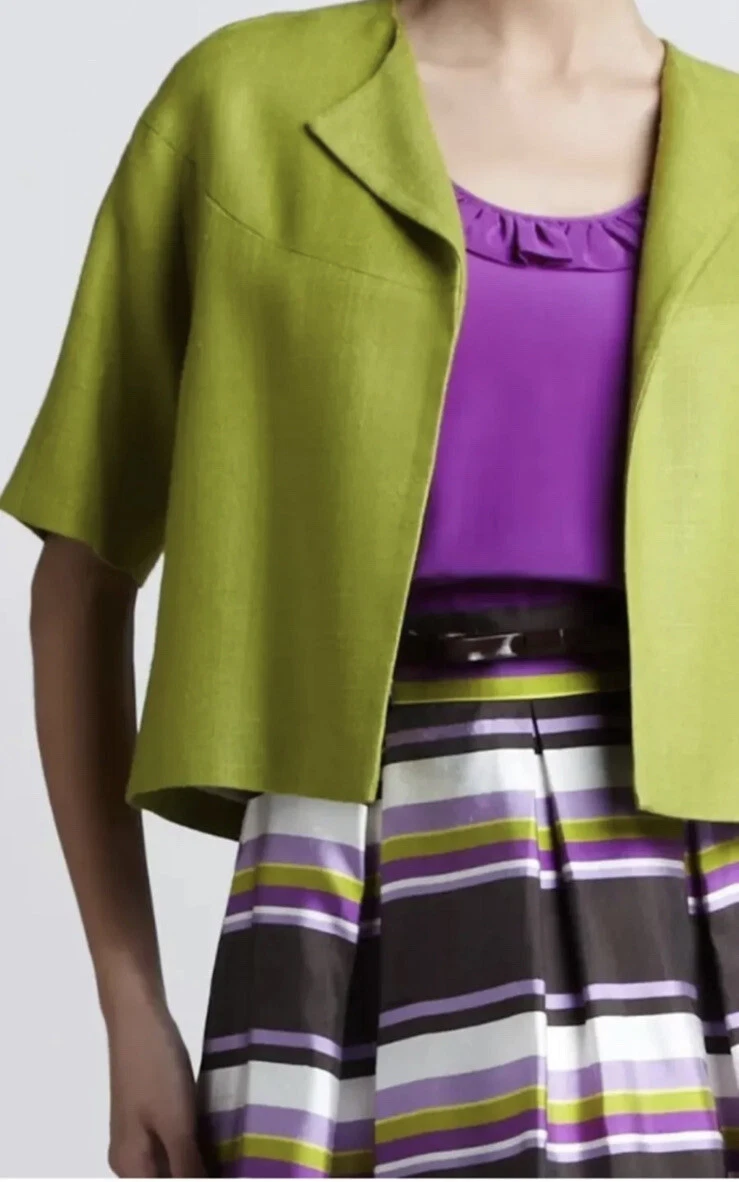 Blazer Nuova Kate Spade New York verde tagliato anteriore aperto S 2 $478 RARO!!!!