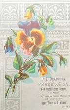 Antique Victorian Era Trade Card Advertising Ephemera Pharmacist BOSTON MA 