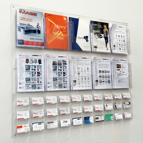 10 x A4 Brochure Holders with 30 X Business Card Holders Display Wall Mount Unit - Picture 2 of 5