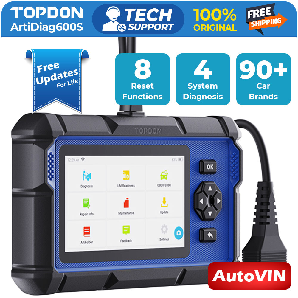 TOPDON AD600S Car OBD2 Scanner Diagnostic Scan Tool ABS SRS Engine Code