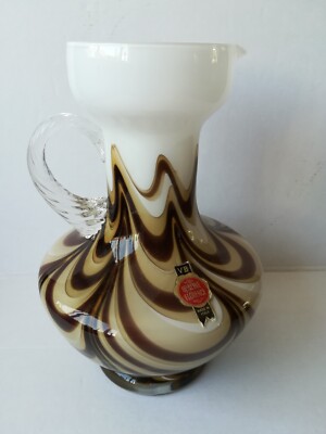 Opal Florence Italy Vase / Krug von Carlo Moretti / Murano Glas / Vintage
