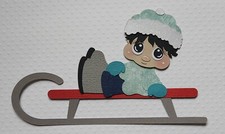 Sledding Boy Black Hair 2. Scrapbook, Card Making Paper Piecing