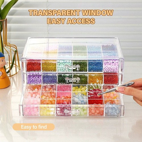 72 Grids Compartment Storage Box, 3 Drawers for Crafts, Nail Art Supplies - Picture 5 of 15