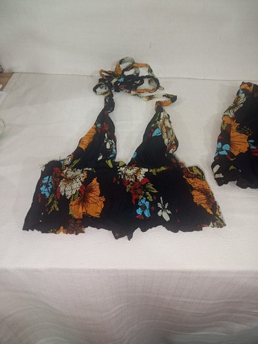 2 Piece Bathing Suit Top & Bottom Floral Print Size Medium - Picture 5 of 8