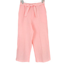 NWT New Fresh Produce Linen Clamdigger Capri Pants Pink Tie Belt Small S